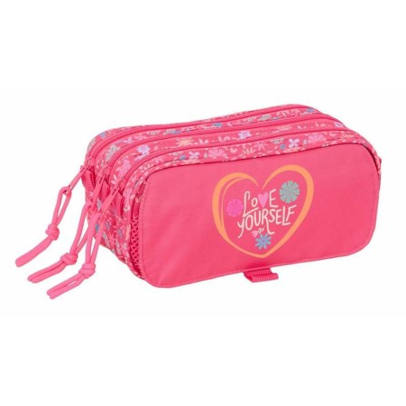 Trousse Fourre-Tout Triple Safta Rose 21,5 x 10 x 8 cm