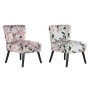 Chaise de Salle à Manger DKD Home Decor Noir Beige Rose Bois Polyester (60 x 66 x 77 cm) (2 Unités)