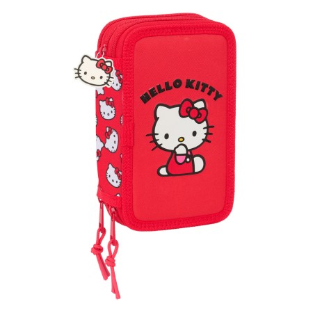 Pochette à crayons triple Hello Kitty Iconic Rouge 12,5 x 19,5 x 5,5 cm