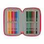 Pochette à crayons triple Hello Kitty Iconic Rouge 12,5 x 19,5 x 5,5 cm