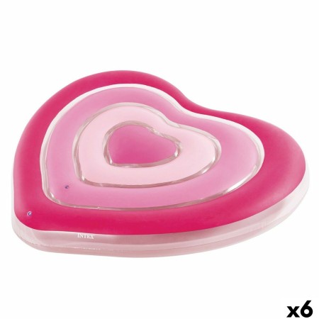 Matelas Gonflable Intex Coeur 135 x 155 x 25 cm Rose (6 Unités)