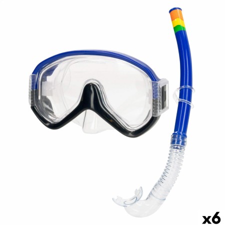Masque de Plongée avec Tube AquaSport Bleu (6 Unités)