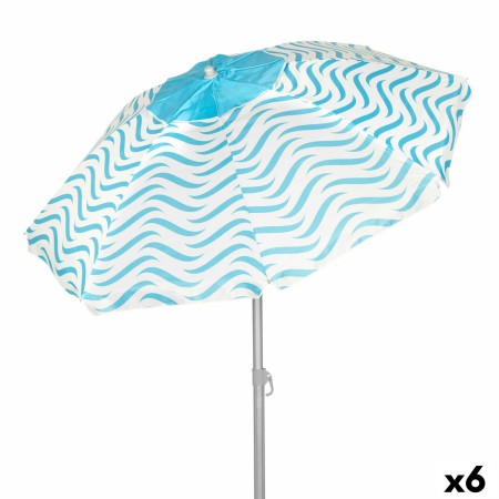 Sombrilla de playa Aktive Azul Ø 200 cm 200 x 190 x 200 cm (6 Unidades)