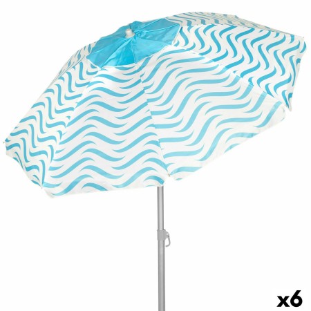 Sombrilla de playa Aktive Azul Ø 220 cm 220 x 200 x 220 cm (6 Unidades)
