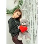 Ours en peluche GO GIFT FRANK 50 GR Gris Tissu Peluche Coeur 50 cm