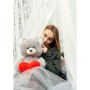 Ours en peluche GO GIFT FRANK 50 GR Gris Tissu Peluche Coeur 50 cm