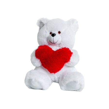 Ours en peluche GO GIFT FRANK 50 WH Blanc Tissu Peluche Coeur 50 cm