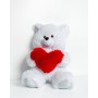 Ours en peluche GO GIFT FRANK 50 WH Blanc Tissu Peluche Coeur 50 cm