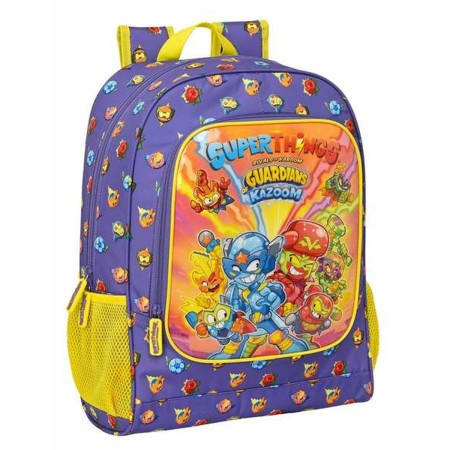 Mochila Escolar SuperThings Guardians Of Kazoom Amarillo Morada 32 x 42 x 14 cm