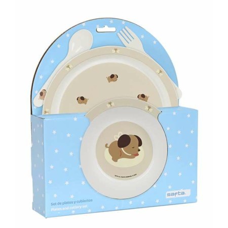 Set de vajilla infantil Safta Poliuretano Beige Cachorro 4 Piezas