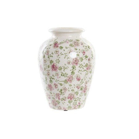 Vase DKD Home Decor Blanc Vert Bordeaux Grès Shabby Chic (18 x 18 x 25 cm)