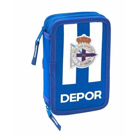 Plumier double R. C. Deportivo de La Coruña Bleu Blanc 12,5 x 19,5 x 4 cm