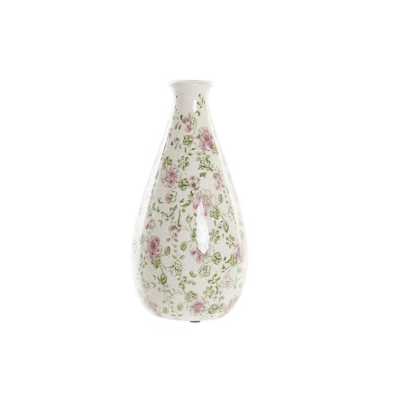 Vase DKD Home Decor Blanc Vert Bordeaux Grès Shabby Chic (13 x 13 x 26 cm)