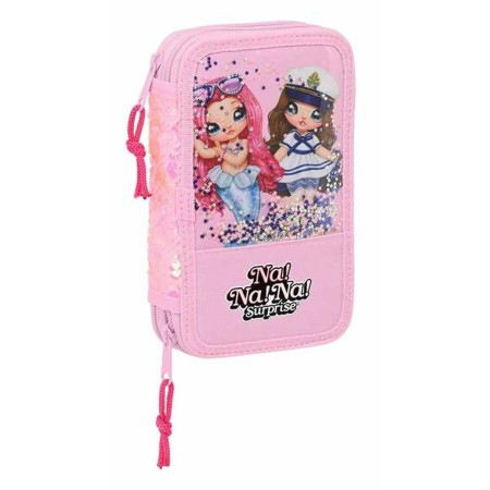 Plumier double Na!Na!Na! Surprise Sparkles Rose clair 12,5 x 19,5 x 4 cm
