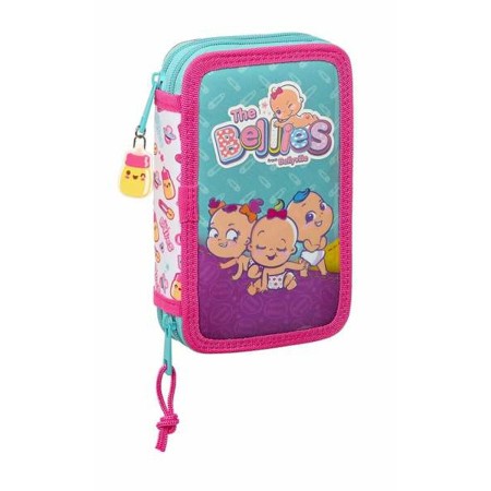 Plumier Doble The Bellies Blanco Morado Turquesa 12,5 x 19,5 x 4 cm