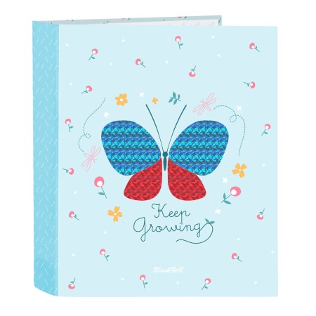 Reliure à anneaux BlackFit8 Mariposa Bleu clair 27 x 33 x 6 cm Papillon