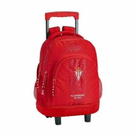 Cartable à roulettes Compact Real Sporting de Gijón Rouge 32 x 45 x 21 cm