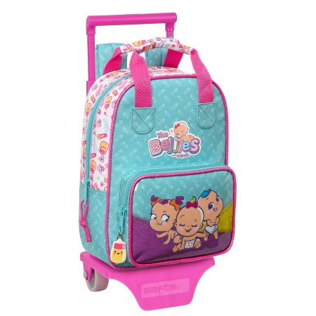 Mochila Escolar con Ruedas The Bellies Blanco Turquesa Morada 20 x 28 x 8 cm
