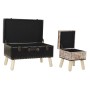 Banquette DKD Home Decor  Rouge Noir Beige Bois Marron PU (70 x 40 x 44 cm)