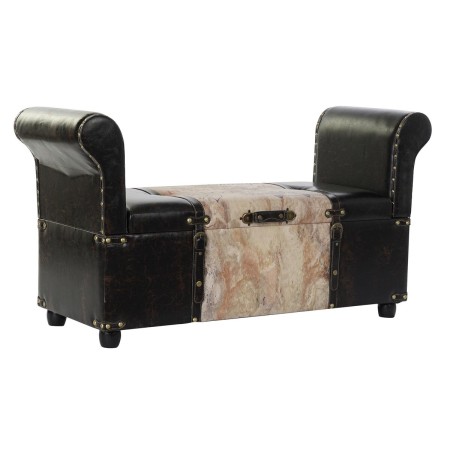 Banquette DKD Home Decor  Rouge Noir Beige Marron PU Bois MDF (113 x 40 x 61 cm)