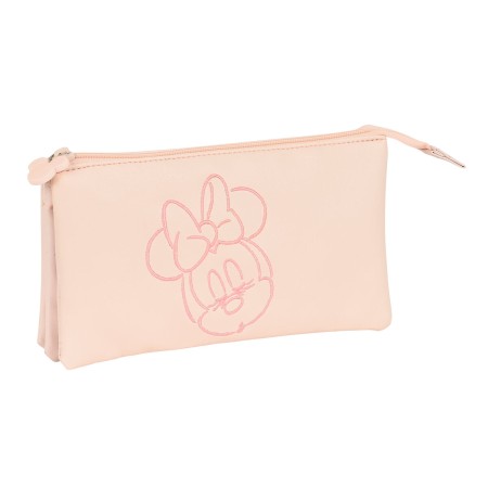 Portatodo Triple Minnie Mouse Rosa claro 22 x 12 x 3 cm
