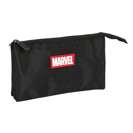 Trousse Fourre-Tout Triple Marvel Noir 22 x 12 x 3 cm