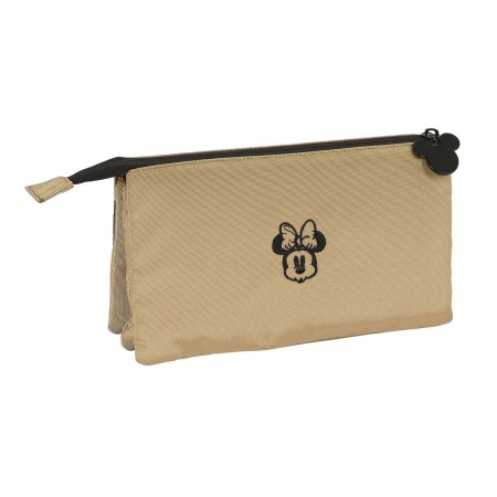 Trousse Fourre-Tout Triple Minnie Mouse Beige 22 x 12 x 3 cm