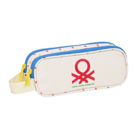Trousse Fourre-Tout Double Benetton Topitos Blanc Naturel 21 x 8 x 6 cm