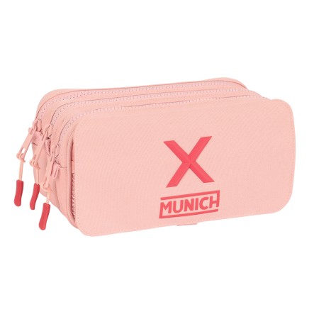 Trousse Fourre-Tout Triple Munich Rose clair 21,5 x 10 x 8 cm