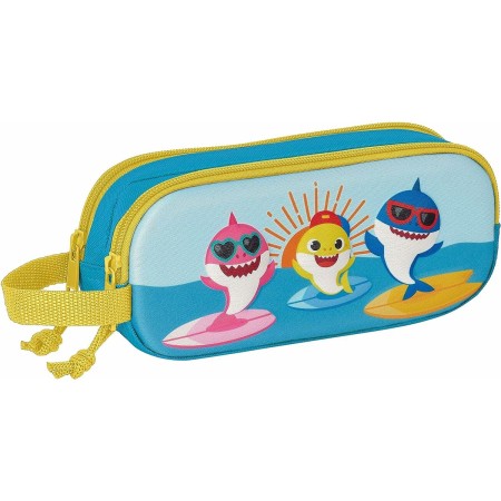 Trousse Fourre-Tout Double Baby Shark Bleu 21 x 8 x 6 cm 3D