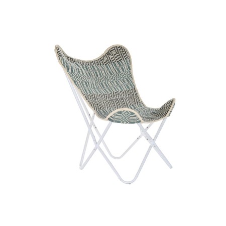 Chaise de jardin DKD Home Decor Bleu Coton Menthe Blanc Fer (74 x 65 x 90 cm)