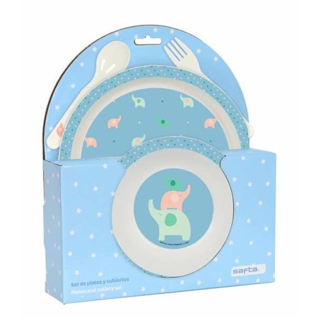 Set de vaisselle pour enfants Safta Elefantes Polyuréthane Vert 4 Pièces