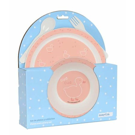 Set de vaisselle pour enfants Safta Patito Polyuréthane Rose 4 Pièces