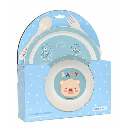 Set de vaisselle pour enfants Safta Baby bear Polyuréthane Bleu 4 Pièces