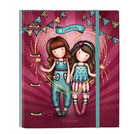 Reliure à anneaux Gorjuss Fireworks Bordeaux 27 x 32 x 3,5 cm