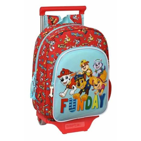 Mochila Escolar con Ruedas The Paw Patrol Funday Rojo Azul claro 26 x 34 x 11 cm