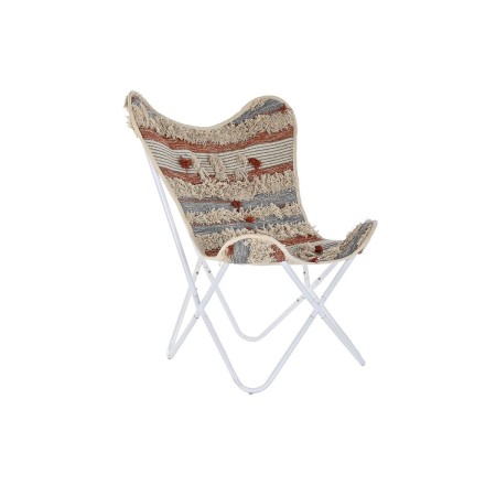 Chaise de jardin DKD Home Decor Orange Coton Blanc Fer (74 x 65 x 90 cm)