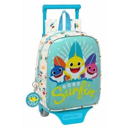 Cartable à roulettes Baby Shark Surfing Bleu 22 x 27 x 10 cm