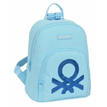 Mochila Casual Benetton Sequins Azul claro 25 x 30 x 13 cm Mini