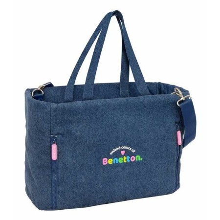 Sac avec poche pour ordinateur portable Benetton Denim Bleu 40 x 31 x 17 cm
