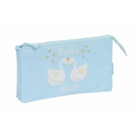 Trousse Fourre-Tout Triple Glowlab Kids Bleu clair 22 x 12 x 3 cm Cygne