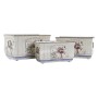 Set de pots DKD Home Decor Rose Métal Fleurs Shabby Chic (31 x 18 x 17,5 cm)