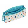 Trousse Fourre-Tout Triple Baby Shark Surfing Bleu Blanc 22 x 12 x 3 cm