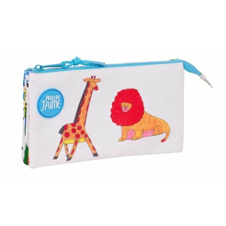 Trousse Fourre-Tout Triple Safta Algo de Jaime Blanc 22 x 12 x 3 cm