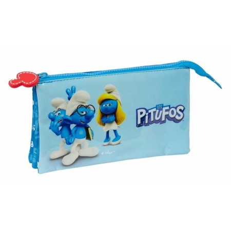 Trousse Fourre-Tout Triple Safta Bleu 22 x 12 x 3 cm