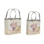 Set de pots DKD Home Decor Rose Métal Fleurs Shabby Chic (29 x 13 x 38,5 cm)