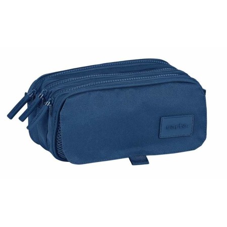 Trousse Fourre-Tout Triple Safta Basic Blue marine 21,5 x 10 x 8 cm