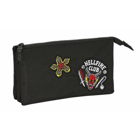Trousse Fourre-Tout Triple Stranger Things Noir 22 x 12 x 3 cm