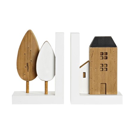 porte-livre DKD Home Decor Blanc Bois Maisons (14,5 x 10 x 20 cm)