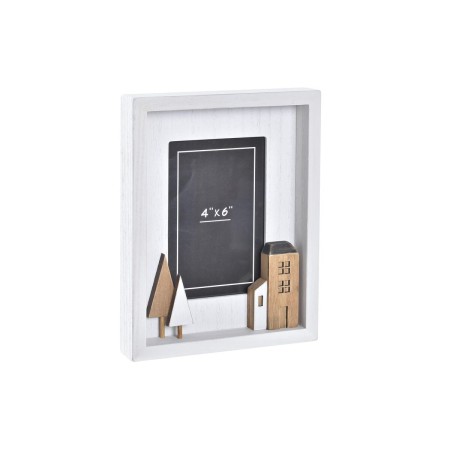 Cadre photo DKD Home Decor Urban Verre Bois Marron Blanc Maisons (17 x 3,5 x 22 cm)